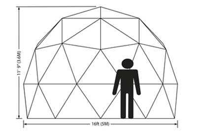 Pacific Domes - 16ft Tall Greenhouse Dome Elevation Map