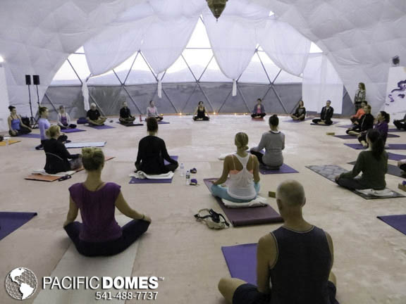 Yoga dome by pacific domes of oregon, builders of geodesic dome tents for yoga retreats, meditation retreats,