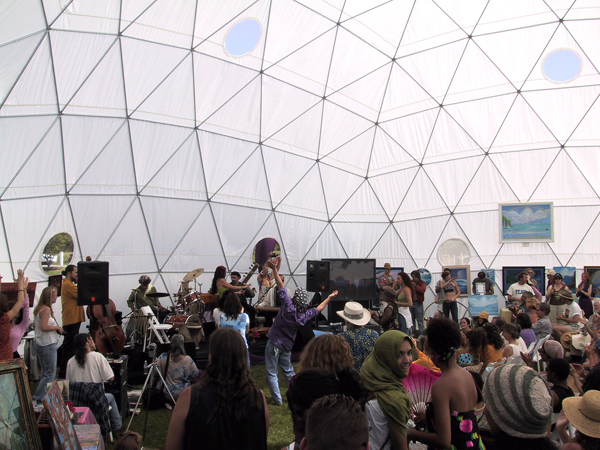 Whole Earth Festival Dome. Pacific Domes festival tent, dome shelter at UC Davis, California