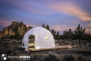 Geodesic Dome under Sunset Skies