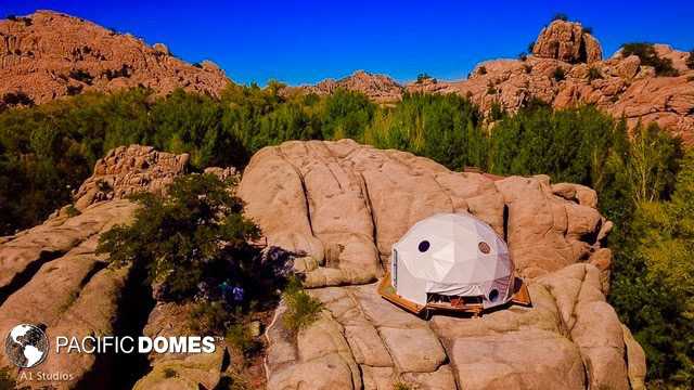 yoga dome perched atop a rock!