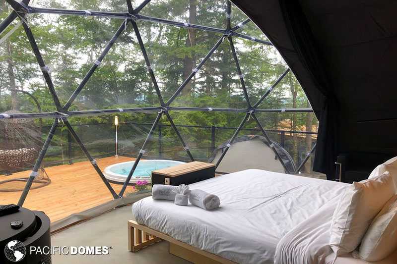 dome bay window, glamping dome, dome interior