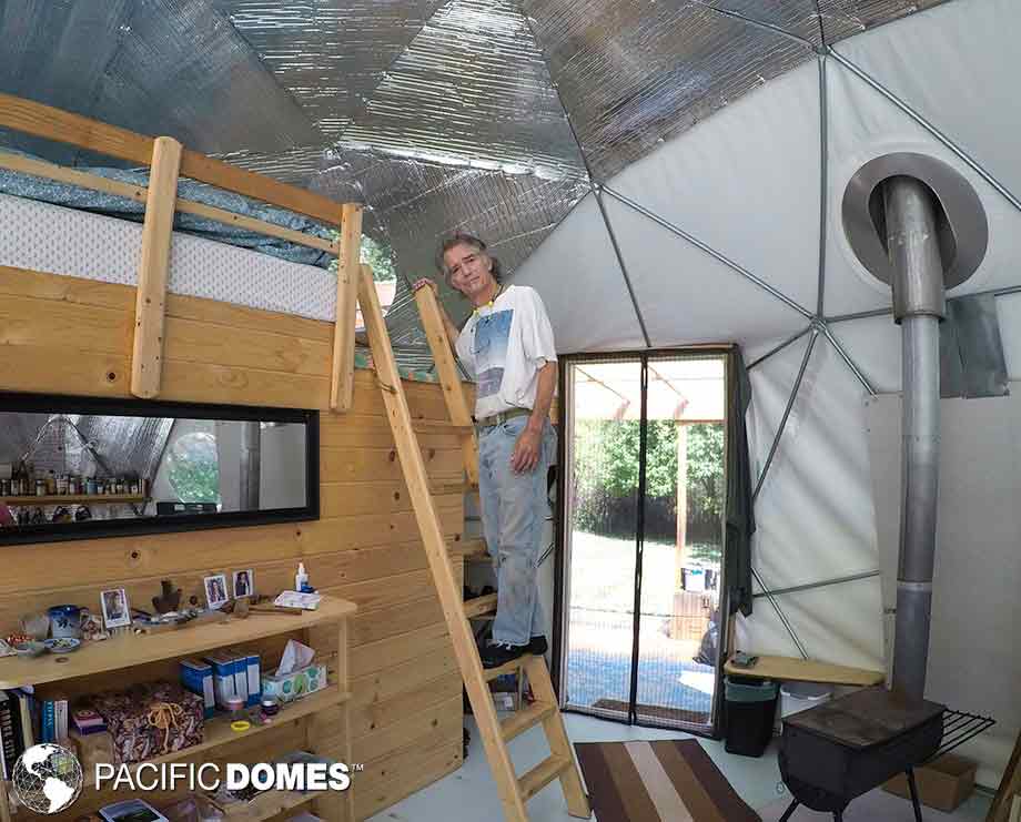 off-grid, dome home insulated with reflectix liner