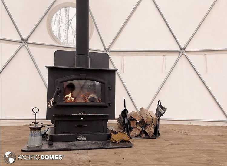 Yoga Dome with wood stove