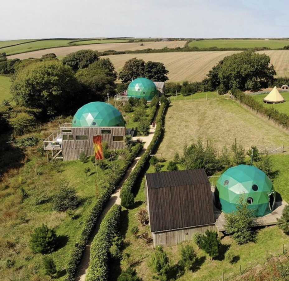 Aerial View of Greenhouse Dome Cluster- Loveland Farm, UK
