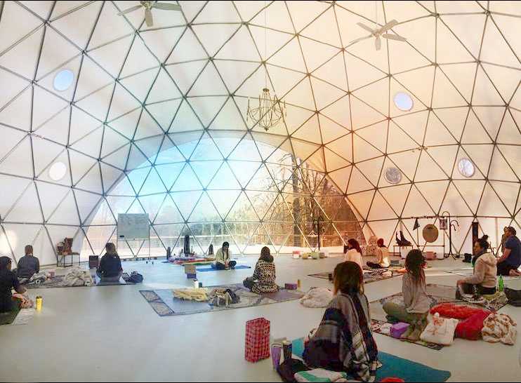 Yoga Classes Held Inside Giant Domes For Maximum Social Distancing