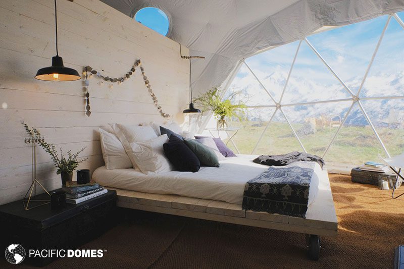 bedroom inside dome home