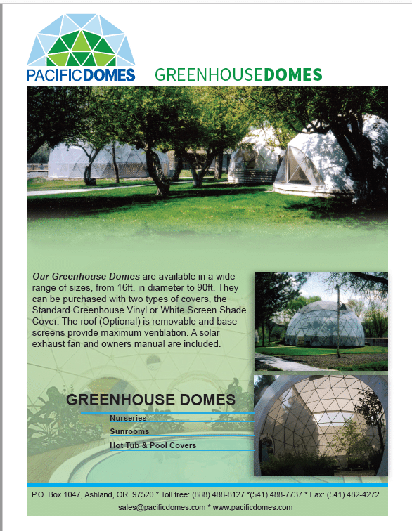 pacific domes greenhouse domes pricing brochure